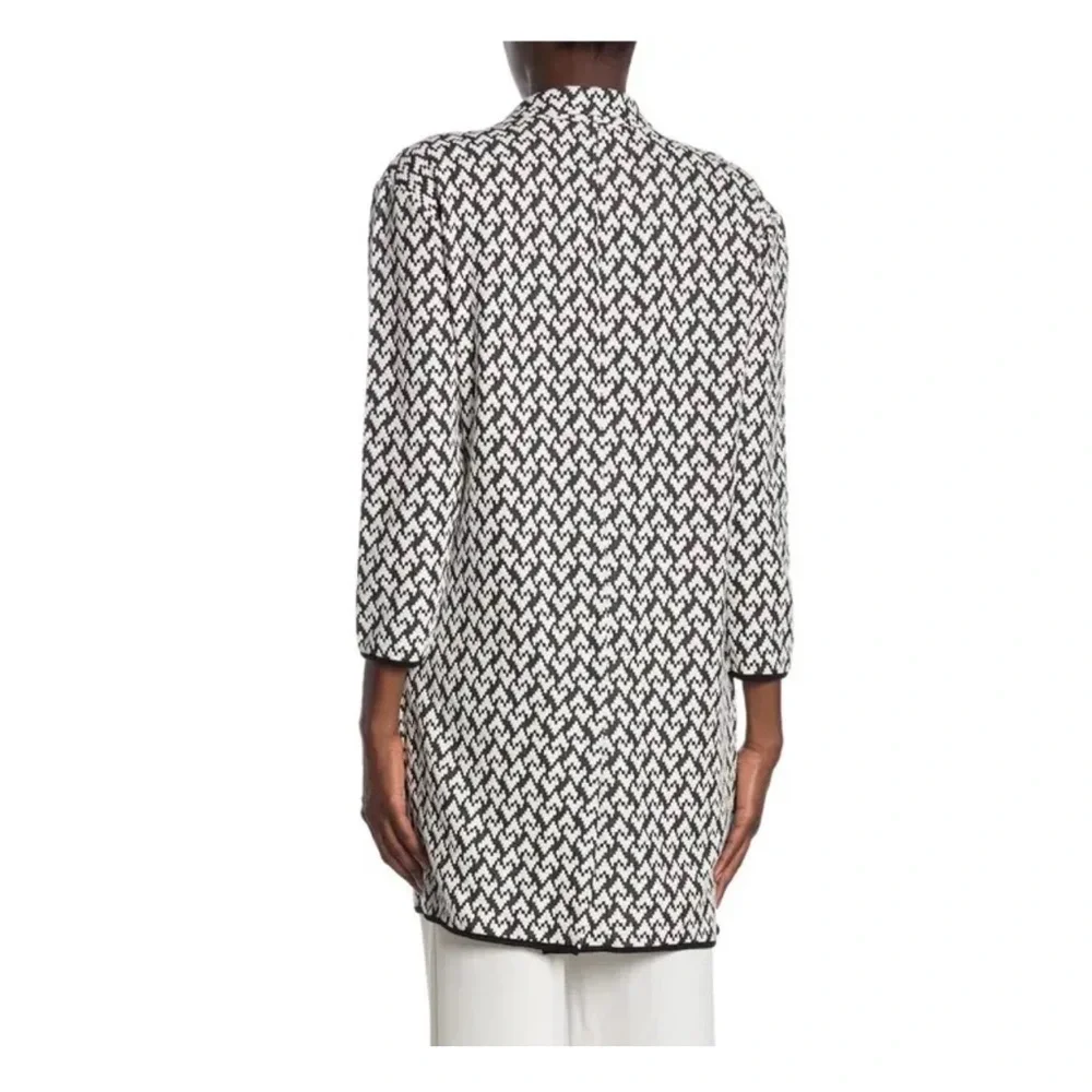 Philosophy Republic Clothing Black White Knit Open Front Jacket Coat XL